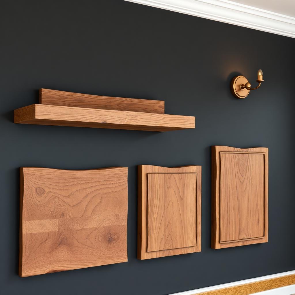 Handcrafted floating shelves and wood wall panels
